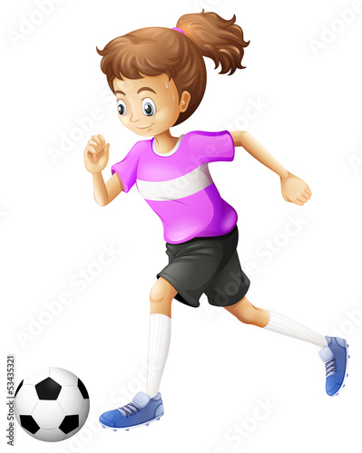 A lady playing soccer