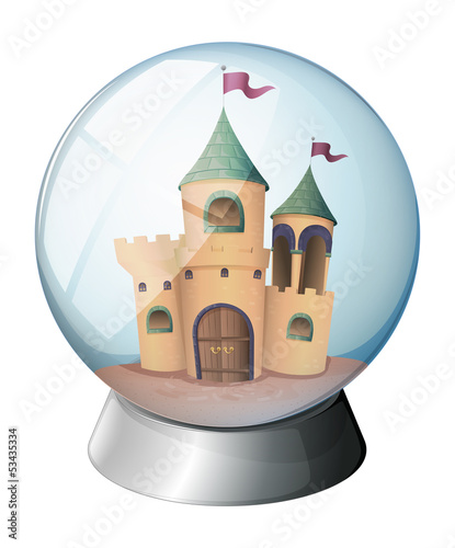 A castle inside a glass dome