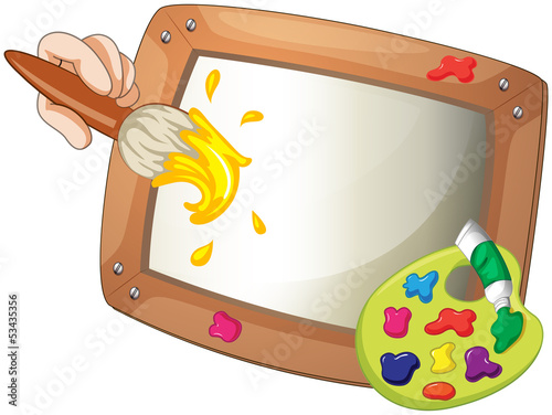 An empty painting board with a brush