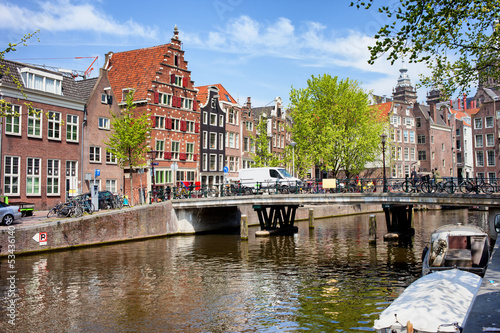 Amsterdam Canal, Bridge and Houses