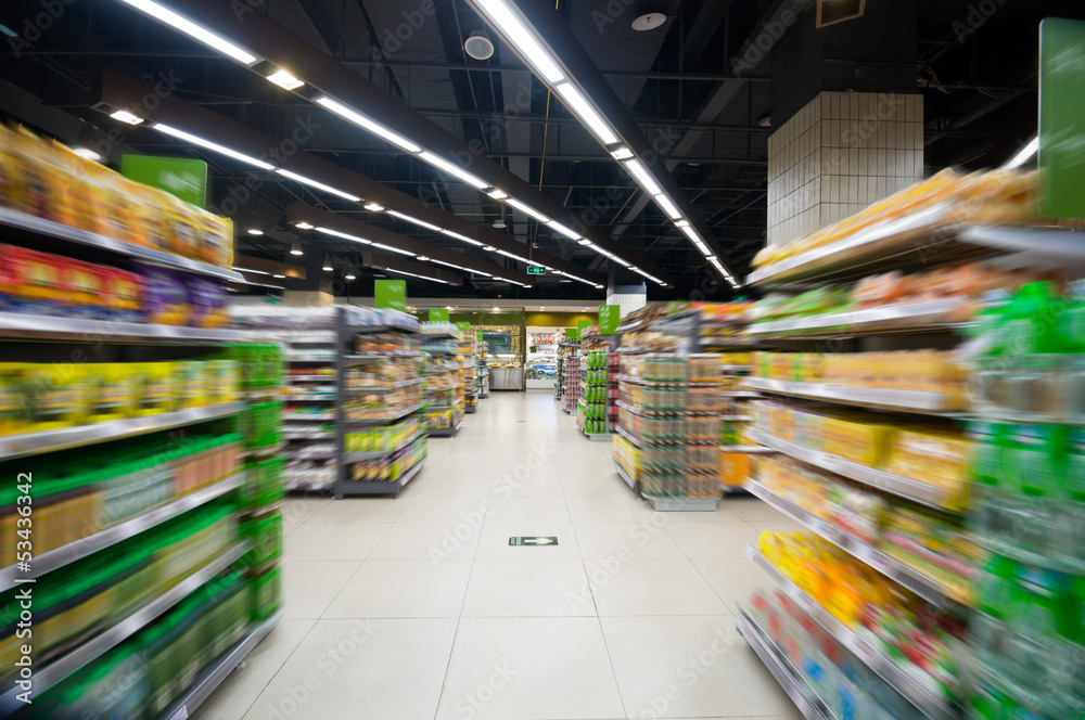 Empty supermarket aisle