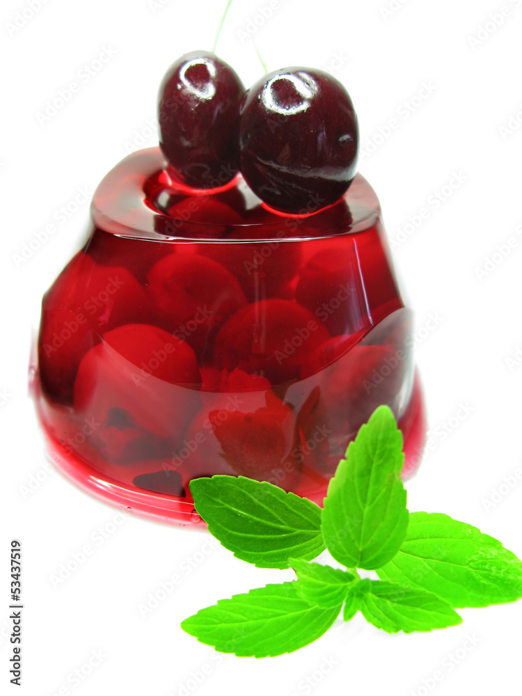 fruit jelly dessert with cherry