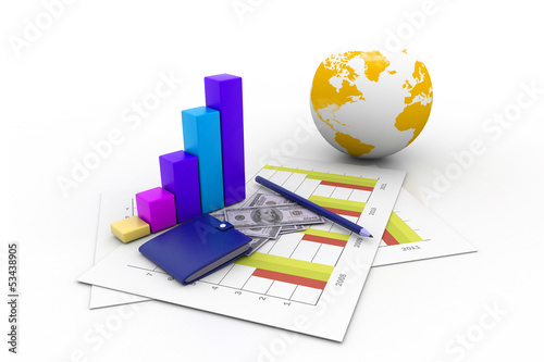 Business graph chart and money. (global business concept)