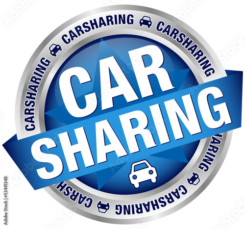 Button Banner "Carsharing" Auto blau/silber