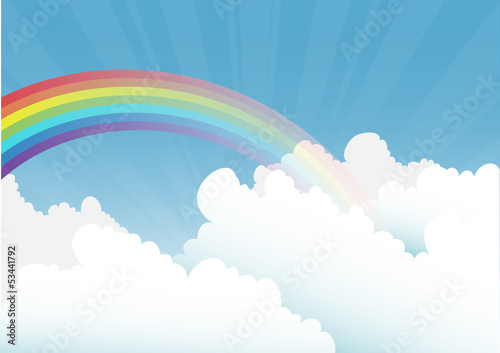 cloud rainbow blue sky background
