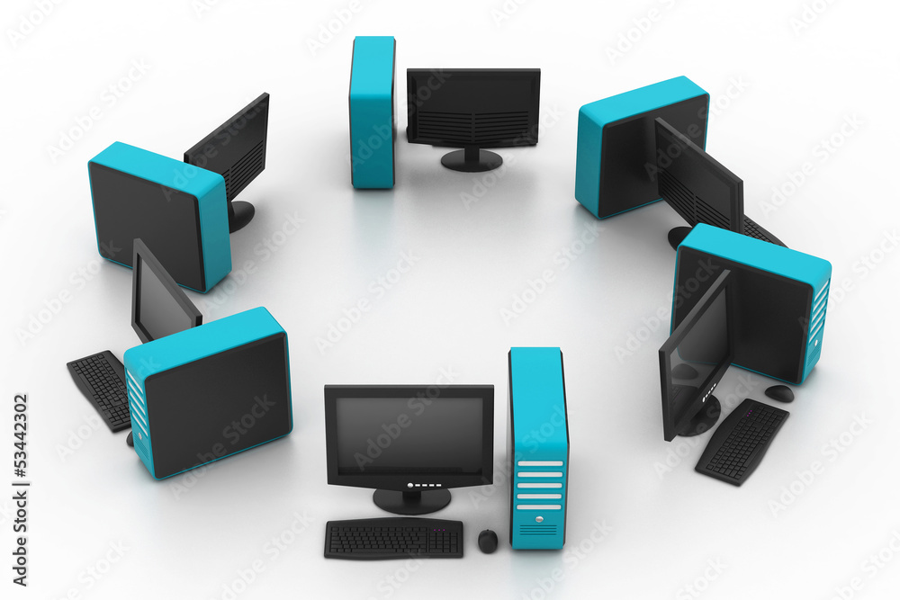 Computer network isolated on white background