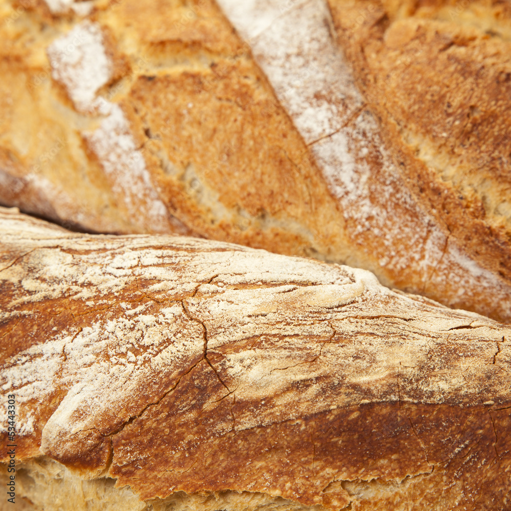 Wheat crusty bread closeup