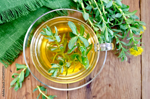 Herbal tea with Rhodiola rosea on the board