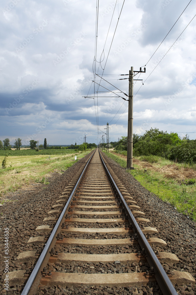 Straight railway leads to the horizon Straight railway leads to the horizon
