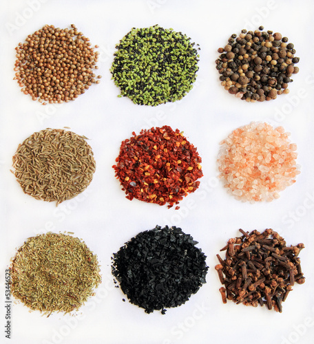 variety of spices isolated