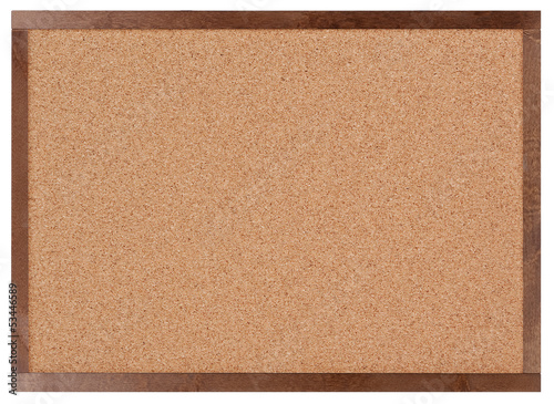 Empty corkboard isolated on white