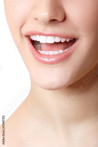 Perfect smile of beautiful woman with great healthy white teeth