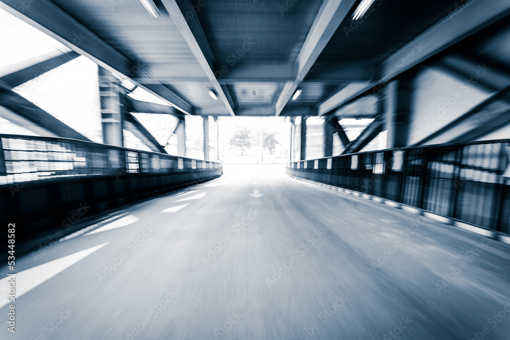 Parking entrance channel,Motion blur