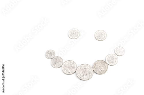 Coins on white