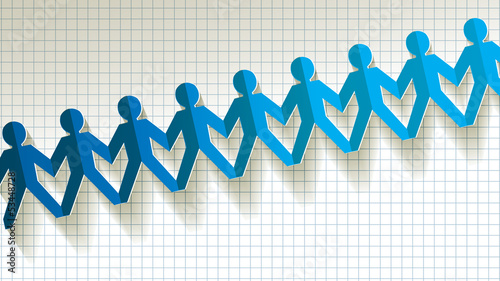 Papier Männchen blau kariertes Hintergrund Caro