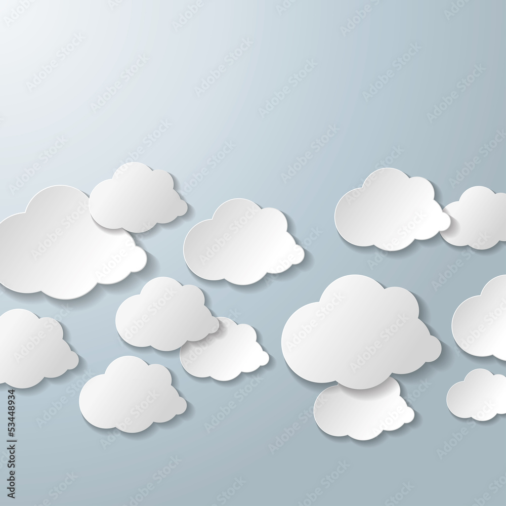 White Clouds Grey Background