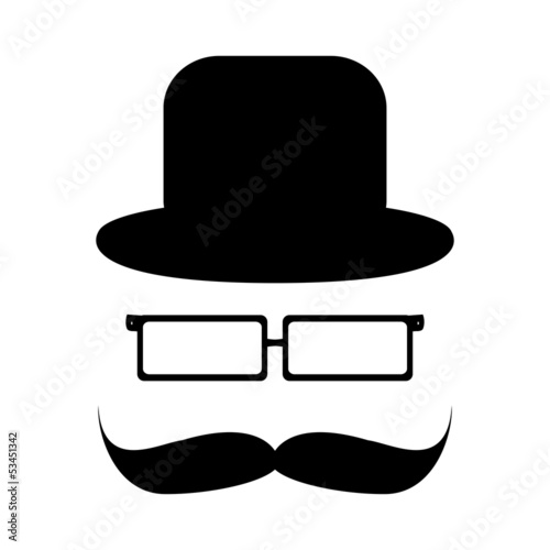 Mustache, glasses and a hat