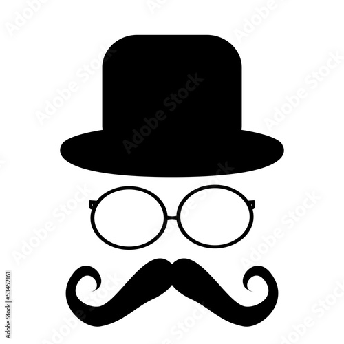 Mustache, glasses and a hat