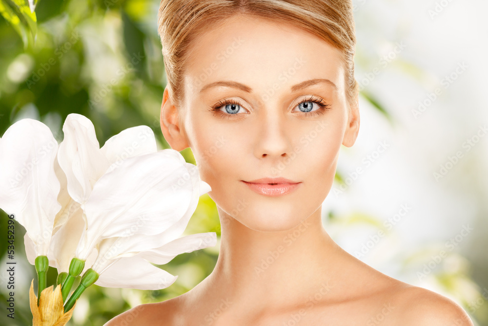 beautiful woman with madonna lily beautiful woman with madonna lily