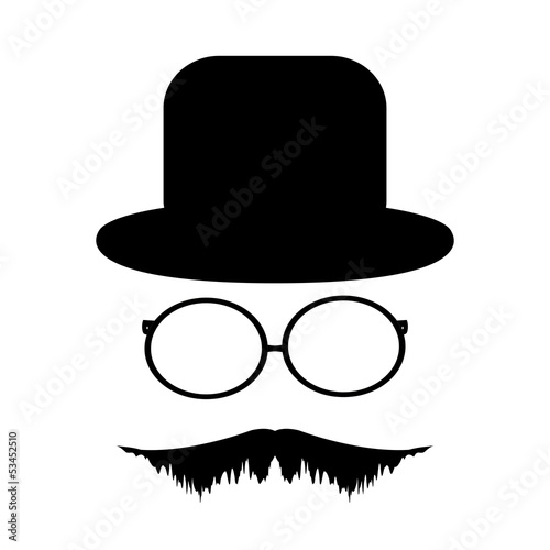 Mustache, glasses and a hat