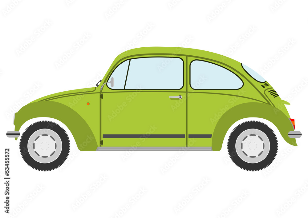 Green retro car silhouette.