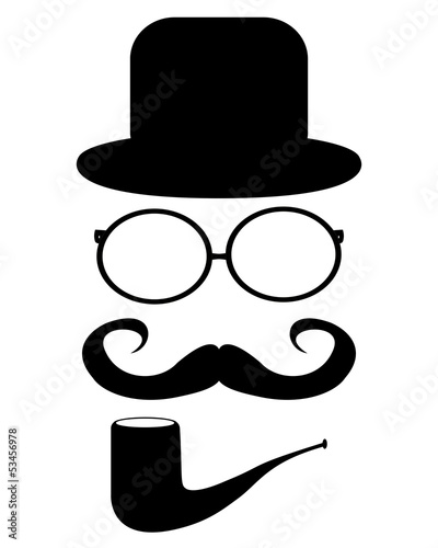 Mustache, glasses and a hat