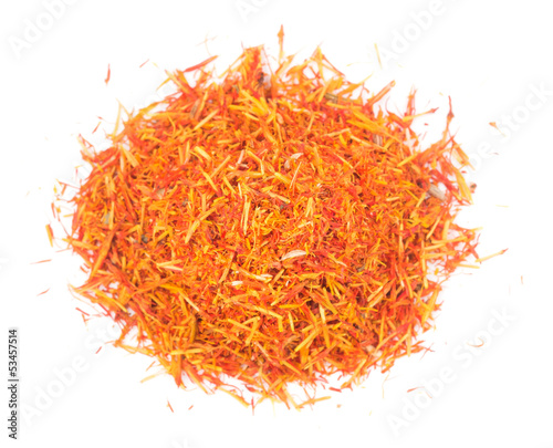 Top view of the spices of saffron