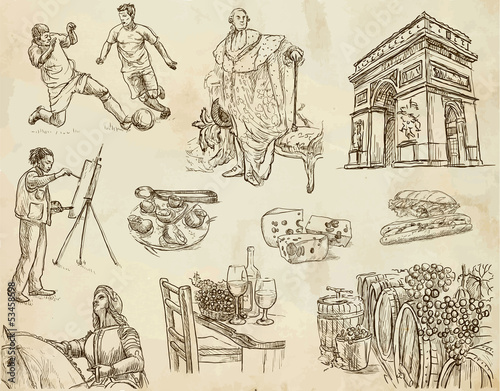 France - traveling collection 1 (hand drawings into vectors)