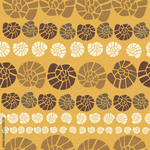 Vector seamless pattern with shells on a orange background