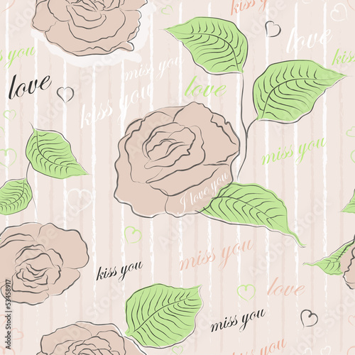 Vector seamless pattern with roses