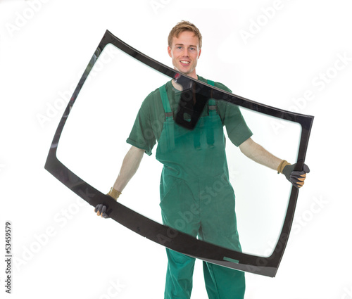 Glasser with windscreen or windshield and white background photo