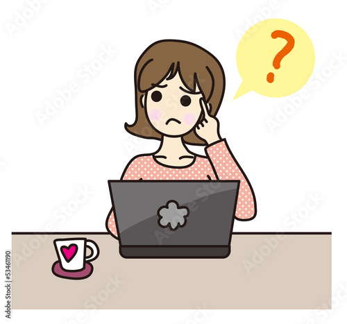 パソコン操作　女性　悩む