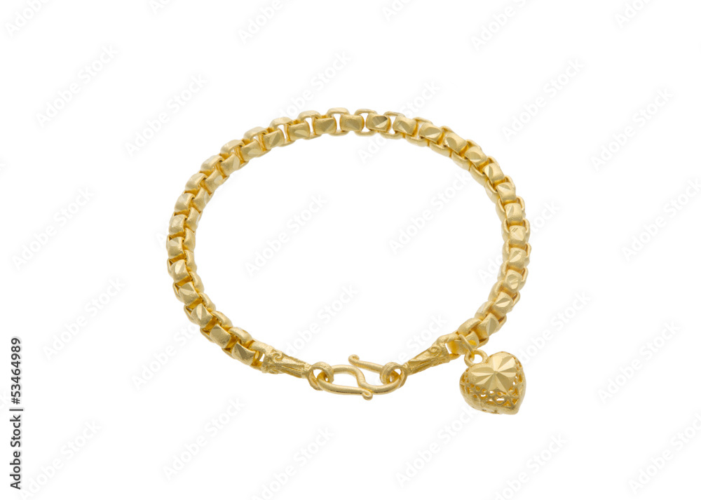 The attractive golden bracelet with a heart shape pendant The attractive golden bracelet with a heart shape pendant