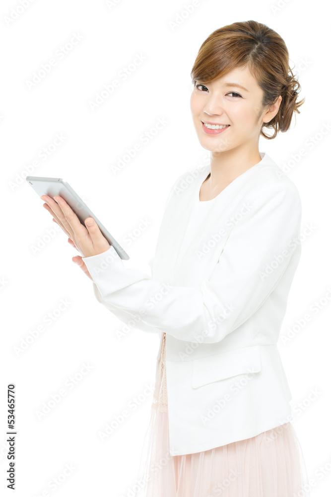 Beautiful asian business woman isolated on white background Beautiful asian business woman isolated on white background