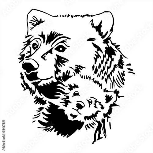 Mother and Baby Bear head tattoo vector