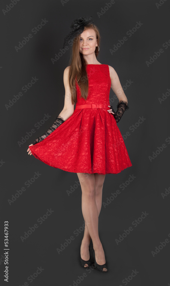 slim girl in red evening dress slim girl in red evening dress