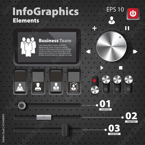 Set of elements for infographics in UI style with switches