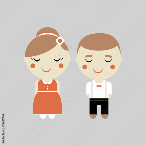 Cute people. Illustration of man and woman in vector.