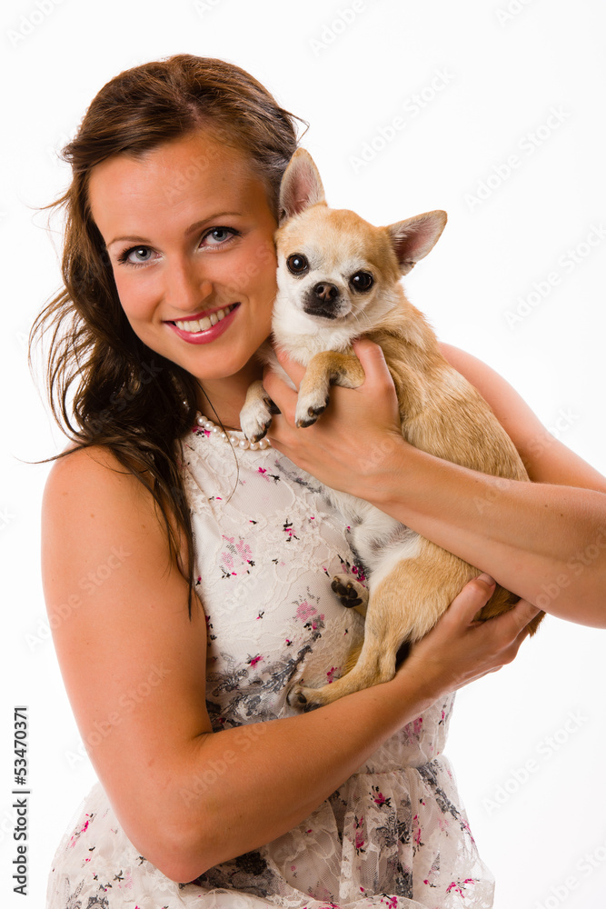 Woman and chihuahua Woman and chihuahua