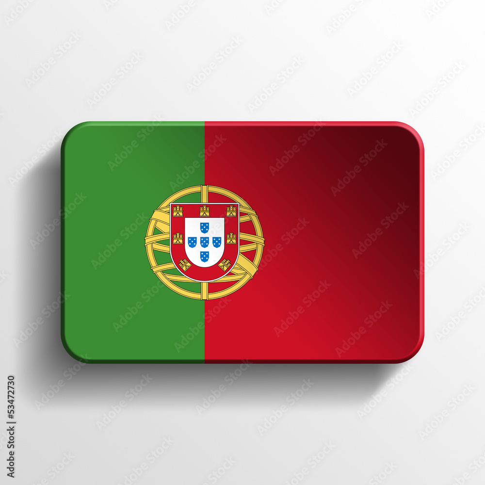 portugal 3d square realistic flag button