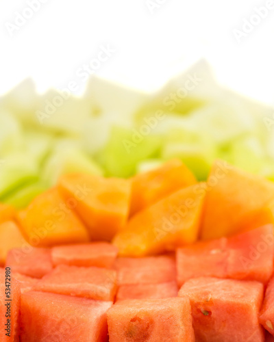 Cube Sized Melons And Honeydew