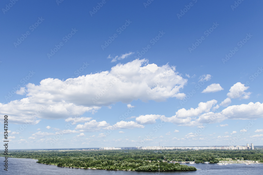 blue sky and  river