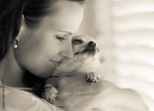 Woman and chihuahua