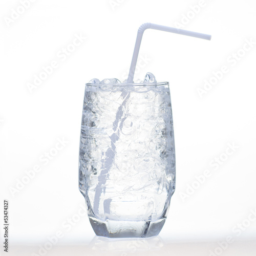 Sprite drinks with sparkling soda and ice in glass isolated
