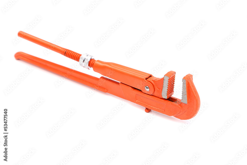 red pipe wrench. Isolated on white background red pipe wrench. Isolated on white background