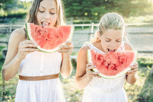 Eating a watermelon