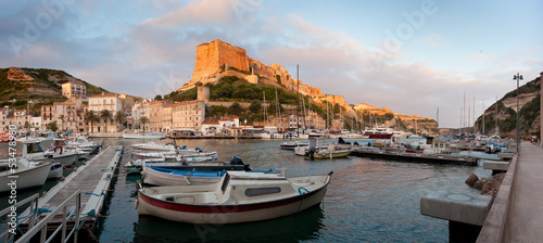Bonifacio marina at sunrise, Corsica, France