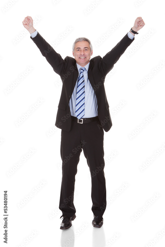 Portrait Of Excited Mature Businessman Portrait Of Excited Mature Businessman