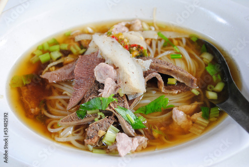noodle soup with vegetables and meat