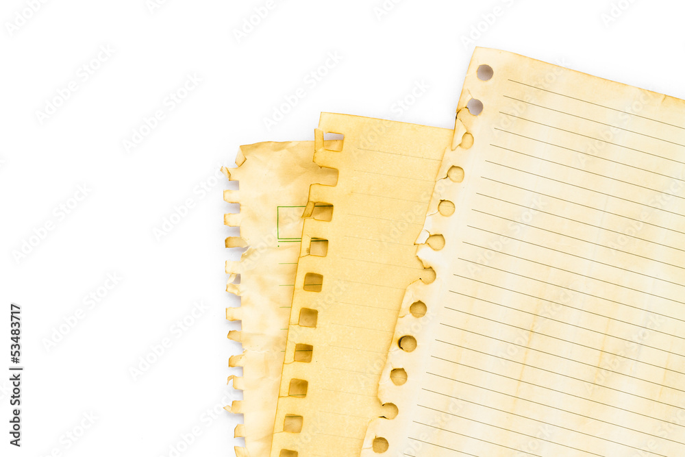 Old paper sheet on white background Old paper sheet on white background